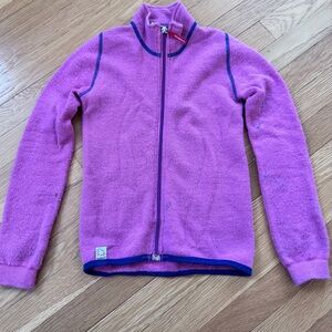 Girls Pink Zip-Up Woolpower 400 Mid-layer Jacket; Size 134-140cm (M)